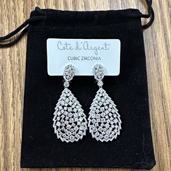 Cote ď Argent Jewelry - Brand New Never Worn Silver Cubic Zirconia Earrings
